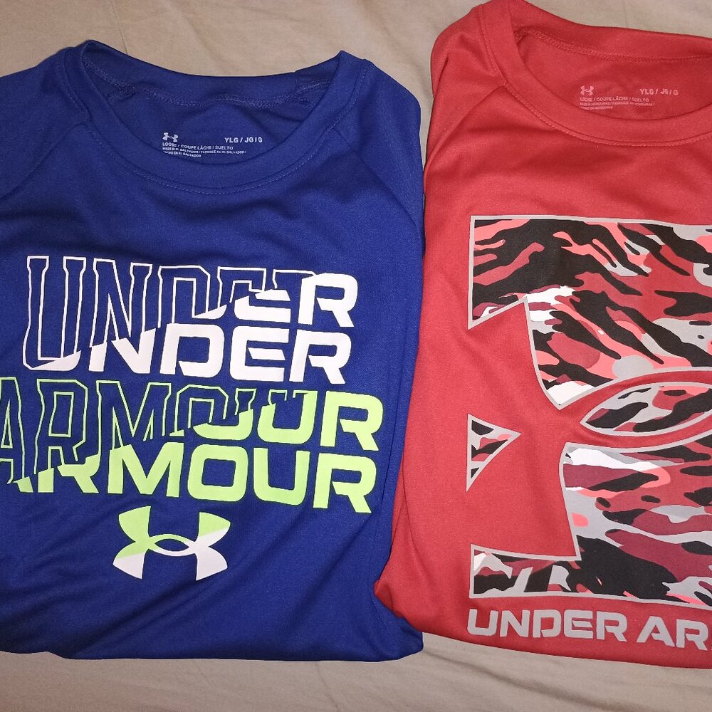 4 Boys Youth Large T-Shirts Under Armour Nike Tek Gear